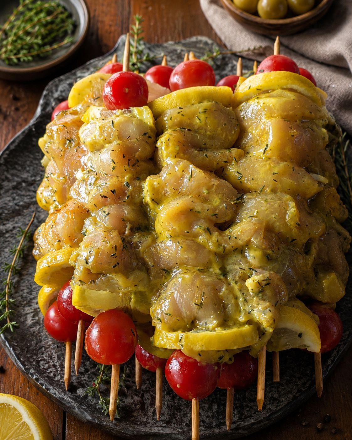 Brochette de poulet fermier mariné (6 saveurs au choix)